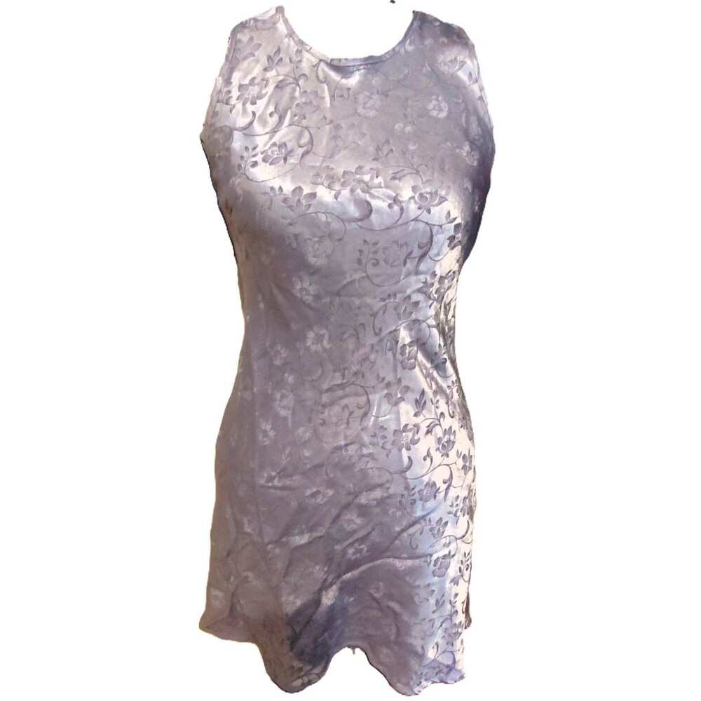 Steppin Out Satiny Shiny Lavender Floral Fairy Sleeveless Mini Dress Size 3/4